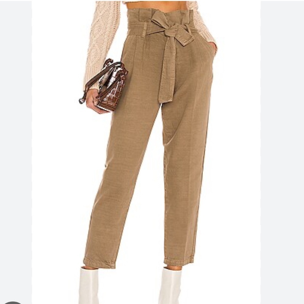 Blank NYC High-Rise Paperbag Belted Pants in Khaki
